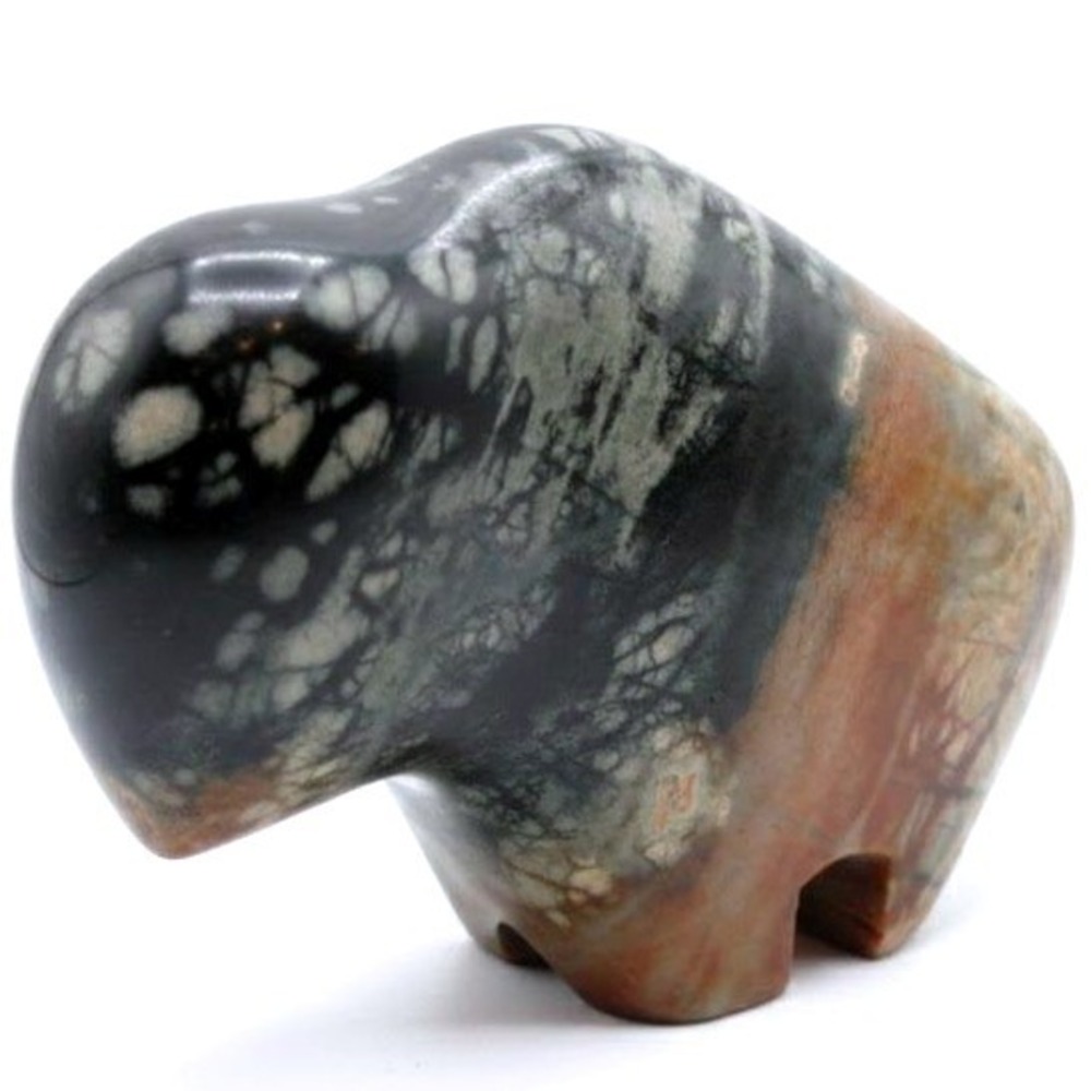 Hand Carved Polished Stone Buffalo Bison Figurine Southwestern Zuni ‎ 2.75in